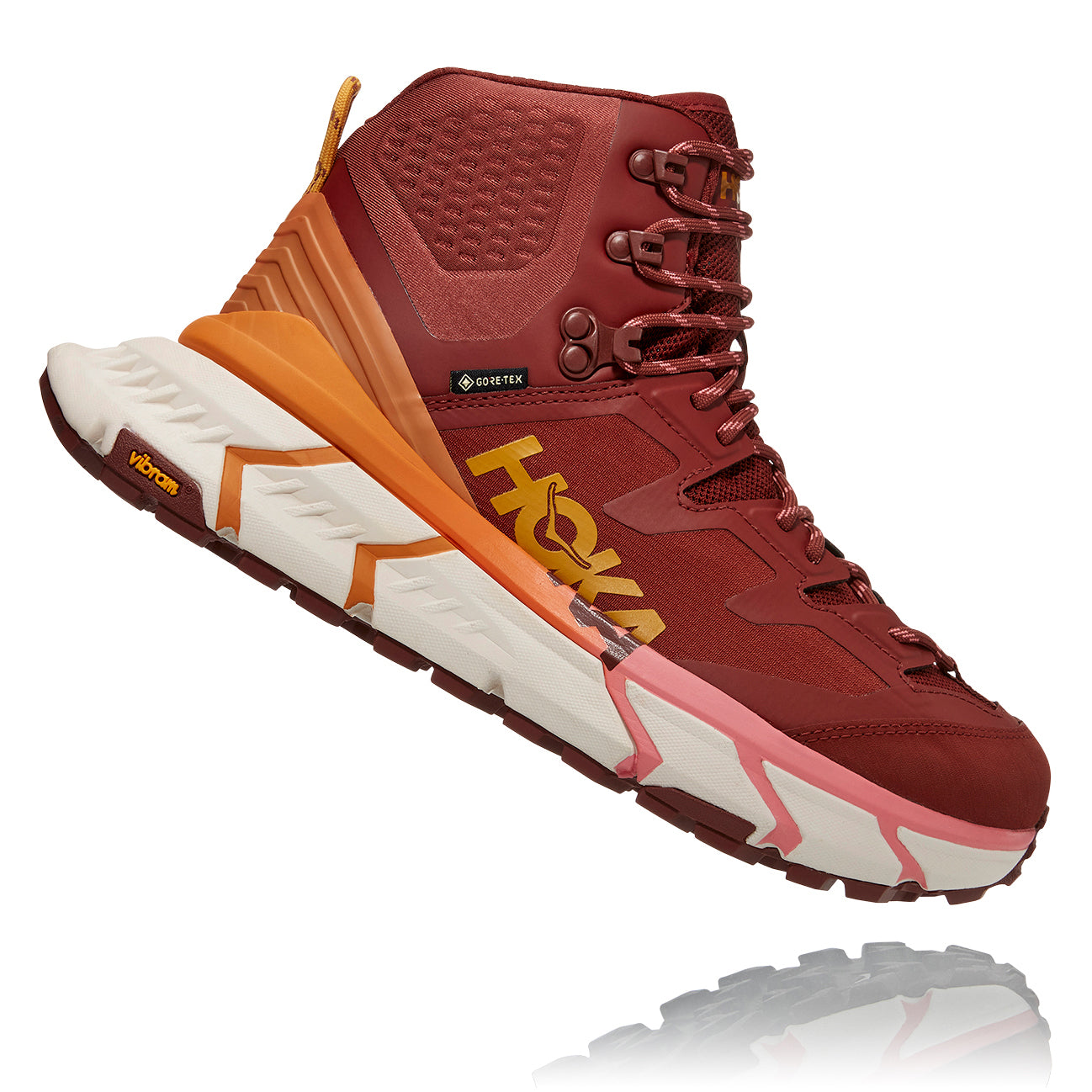 HOKA, Scarpe da trekking TenNine Hike GoreTEX da donna - Cherry Mahogany/Strawberry Ice - Regolare (B)