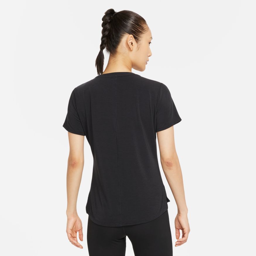 Nike, Top a maniche corte Nike Dri-FIT One Luxe Donna - Nero/Argento riflettente