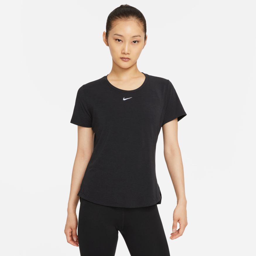 Nike, Top a maniche corte Nike Dri-FIT One Luxe Donna - Nero/Argento riflettente