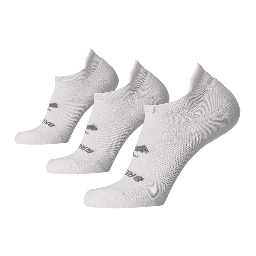 Brooks, Unisex Run-In No Show 3-Pack - Bianco