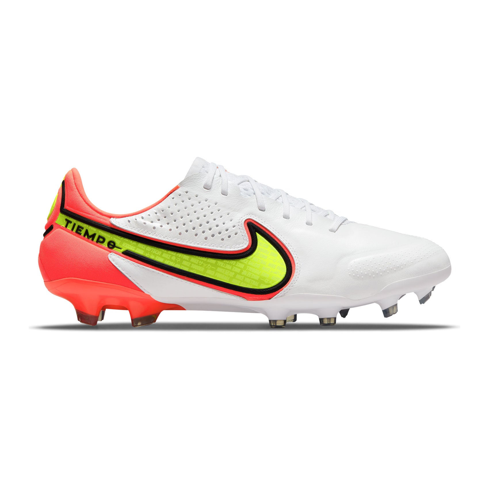 Nike, Unisex Tiempo Legend 9 Elite FG Scarpa da calcio - Bianco/Volt/Bright Crimson - Regolare (D)